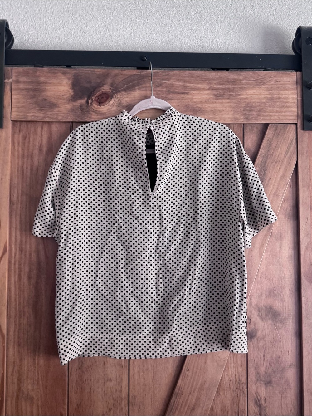 COACH Cream Polka Dot Short Sleeve Blouse Sz S - Picture 3 of 3